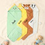 Personlig söt badhandduk med djurhuva och namn perfekt som unik födelsedagspresent eller dopgåva till nybliven mamma