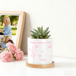 Personlig 6-fotokollage Födelseblomma Keramisk växtkruka med namn och bambubricka Mors dag Födelsedagspresent till mamma mormor