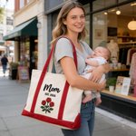 Personalisierte Rose gestickten Namen große Kapazität Tragetasche mit Titel und Jahr täglichen Gebrauch Geburtstag Muttertag Geschenk für Frau Mom