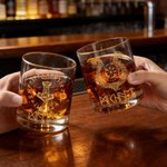 Personalized Viking Runes 10 oz Whiskey Rock Glass with Name Father's Day Birthday Gift for Men Whiskey Lovers
