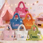 Personalisierte niedliche Blume Lollipop Erdbeere Name Cord Crossbody Tasche Geburtstag zurück zu Schule Geschenk für Mädchen Kleinkinder Kinder