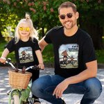 Camiseta personalizada de 100% algodón con casco de motocicleta padre e hijo y nombre regalo del Día del Padre para papá o familia