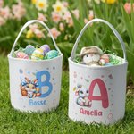 Personlig påskkorg med sött kaninmotiv namn och initialer unik påskpresent till barn skräddarsydd gåva för påskäggsjakt