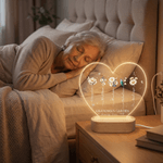 Personalized Birth Flower Heart Shape Acrylic LED Night Light with Name and Wooden Base Mother's Day Birthday Gift for Mom Grandma