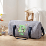 Personalized Cute Bunny Easter Egg Fluff Effect Initial Striped Large Capacity Travel Bag with Name and Shoulder Strap Easter Travel Gift for Kids