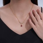 Personalized Mermaid Teardrop Necklace with Birthstone Dainty Jewellery Birthday Anniversary Gift for Girlfriend Woman