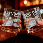 Personalized Best Dad Ever Fist 10 oz Rock Whiskey Glass with Names Old Fashioned Father's Day Birthday Gift for Man Whiskey Enthusiast