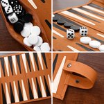 Gepersonaliseerde Microfiber PU Lederen Backgammon Set met Naam Verjaardag Bordspel Nacht Cadeau voor Gamers Mannen