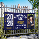 Personalised Congratulations Photo Banner with Name and Quote Class of 2026 Graduation Backdrop Party Decor Gift for Graduates