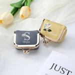 Mini portagioie in vera pelle personalizzato con nome e fiore di nascita, adatto per anelli e orecchini - Regalo ideale per donne