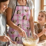 Gepersonaliseerd Beste Mama Papa Ooit Gezicht Foto's Verstelbaar Schort met Titel Verjaardag Moederdag Cadeau voor Kookliefhebber