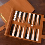 Gepersonaliseerde Microfiber PU Lederen Backgammon Set met Naam Verjaardag Bordspel Nacht Cadeau voor Gamers Mannen