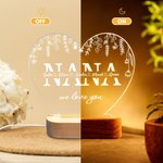 Personalisierte Mom We Love You Herzförmige LED-Nachtlicht mit 1-12 Kindernamen und hölzernen Basis Home Decor Muttertag Geburtstag Geschenk für Mama Oma