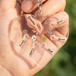 Personalised Birth Flowers Mom Kids Little Hands Heart Shape Acrylic Keychain with Name Mother's Day Birthday Gift for Mom Grandmom