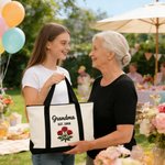 Personalisierte Rose gestickten Namen große Kapazität Tragetasche mit Titel und Jahr täglichen Gebrauch Geburtstag Muttertag Geschenk für Frau Mom