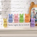 Set de décorations lapin personnalisées avec nom et texte imprimés sur 1-15 lapins - Cadeau de Pâques pour la famille et les enfants