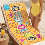 Personalisierte bunte Leopard Plaid überdimensioniert schnell trockenen Strand Handtuch mit Namen Outdoor-Aktivitäten Strand Party Geburtstag Geschenk für Frauen Besties Familie