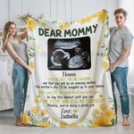 Personalisierte Multicolor Ultraschall Foto weiche Fleecedecke mit Namen Schwangerschaft Baby Dusche Zimmer Dekoration Muttertag Geschenk für Mama Großmutter