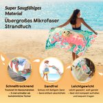 Personalisiertes Strandtuch im Aquarell-Meeresdesign | mit Namen | schnelltrocknend | Urlaub Geburtstag Geschenk für Familie Freunde