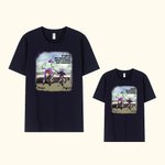 Camiseta personalizada de 100% algodón con casco de motocicleta padre e hijo y nombre regalo del Día del Padre para papá o familia