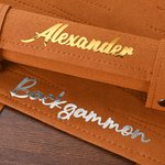 Gepersonaliseerde Microfiber PU Lederen Backgammon Set met Naam Verjaardag Bordspel Nacht Cadeau voor Gamers Mannen