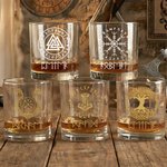 Personalized Viking Runes 10 oz Whiskey Rock Glass with Name Father's Day Birthday Gift for Men Whiskey Lovers