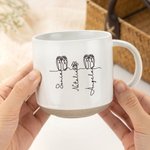 Taza personalizada de cerámica minimalista con 1 a 6 huellas y nombres regalo de uso diario aniversario y cumpleaños para familia