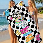 Personalisierte bunte Leopard Plaid überdimensioniert schnell trockenen Strand Handtuch mit Namen Outdoor-Aktivitäten Strand Party Geburtstag Geschenk für Frauen Besties Familie