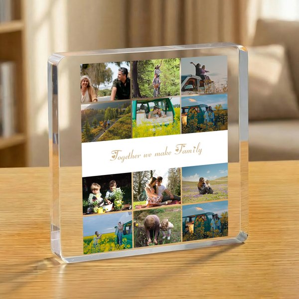 Personalized 12 Photos Collage Square Acrylic Plaque with Text Birthday Anniversary Gift for Friends Family