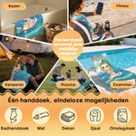 Gepersonaliseerd Extra Groot Sneldrogend Strandlaken met Schattig Cartoonfiguur en Naam Strandfeest Verjaardagscadeau voor Kinderen