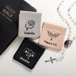 Personalisierte heilige Gebet Geste PU Leder Rosenkranz Tasche mit Namen Schrift christliche Kirche Geschenk für Gläubige Freunde