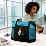 Personalized Professional Cartoon Character Oxford Tote Bag with Name Daily Use Office Birthday Gift for Colleagues Workmates