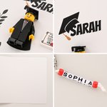 Personalizzato 3D Pixel Block Style Graduate Card Keychain Set con nome e bouquet Regalo di laurea felice per i compagni di classe laureati
