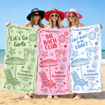 Personalized Girl's Bachelorette Party Quick Dry Soft Oversized Beach Towel with Name Summer Vacation Beach Party Birthday Gift for Girls Bridesmaids
