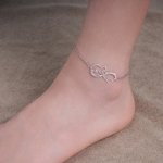 Personalized Mobius Infinity Cat Heart Shaped Anklet with Name Elegant Jewelry Daily Wear Birthday Anniversary Gift for Cat Lovers
