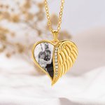 Gepersonaliseerde foto engelvleugel hart ketting met tekst Herdenking Verjaardag Verjaardag Gift voor vrouwen Pet Lovers