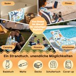 Personalisiertes gestreiftes Strandtuch mit Meerestieren und Namen | schnelltrocknend | Reisezubehör Strand Geburtstag Geschenk für Familie Freunde