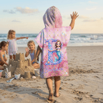 Serviette de plage à capuche pour enfant avec nom, personnalisée, avec les initiales de la sirène. Cadeau d'anniversaire pour fille.