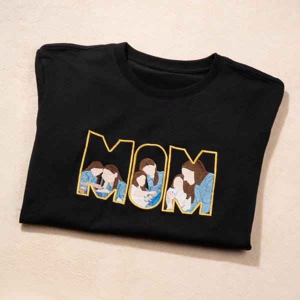 Personalized Embroidered Dad Mom 3 Photos Soft T-shirt Sweatshirt Hoodie Daily Wear Birthday Anniversary Gift for Parents