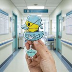 Personalised Cute Animal Sharps Container Shaker Badge Reel with Name Clinic Use Birthday Gift for Nurse Doctor Medical Staff