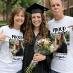 T-shirt personnalisé multicolore avec photo de fierté, 100% coton, avec nom, à porter au quotidien, pour fêter la remise des diplômes Cadeau pour la famille