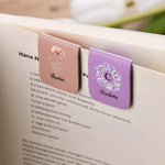 Personalised Birth Flower Magnetic PU Leather Bookmark Clip with Name Reading Corner Use Book Club Birthday Gift for Bookworm Book Lover