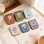 Personalised Birth Flower Magnetic PU Leather Bookmark Clip with Name Reading Corner Use Book Club Birthday Gift for Bookworm Book Lover