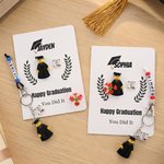 Personalizzato 3D Pixel Block Style Graduate Card Keychain Set con nome e bouquet Regalo di laurea felice per i compagni di classe laureati