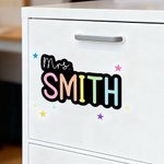 Aimant de salle de classe Nom de l'enseignant arc-en-ciel personnalisé Cadeau de rentrée pour l'enseignant