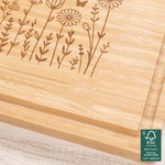 Personalisierte gravierte Blume Design FSC Bambus Charcuterie Schneidebrett mit Text und Saft Rille Küche Dekor Jahrestag Geschenk für Familie