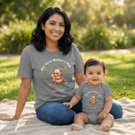 Personalised Cute Mom Baby Animal Wreath Heart100% Cotton T-shirt Baby Bodysuit Matching Outfit with Names 1st Mother's Day Gift for Baby New Mom