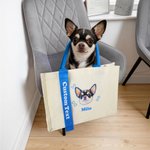 Personalised Cartoon Pet Portrait Tote Bag with Name and Pattern Reusable Pet Outing Daily Use Birthday Gift for Pet Owner