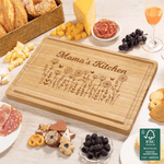 Personalisierte gravierte Blume Design FSC Bambus Charcuterie Schneidebrett mit Text und Saft Rille Küche Dekor Jahrestag Geschenk für Familie