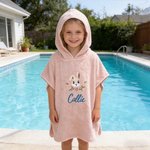 Personalized Cute Animal Coral Fleece Hooded Towel with Embroidered Name Summer Pool Bath Essential Baby Shower Birthday Gift for Baby Kid